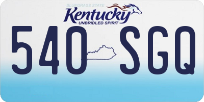 KY license plate 540SGQ
