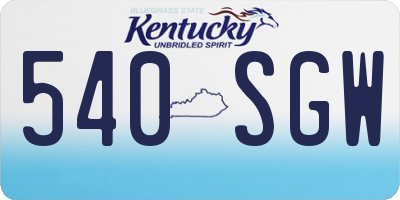 KY license plate 540SGW