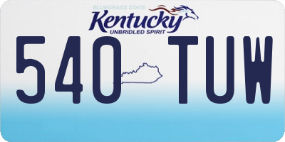 KY license plate 540TUW