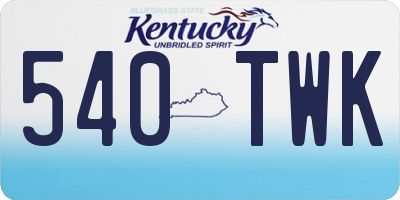 KY license plate 540TWK