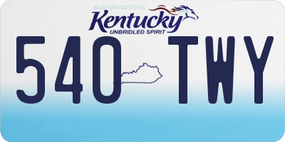 KY license plate 540TWY