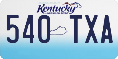 KY license plate 540TXA