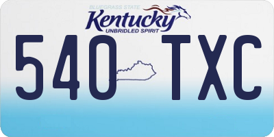 KY license plate 540TXC
