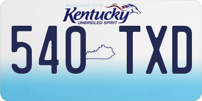 KY license plate 540TXD