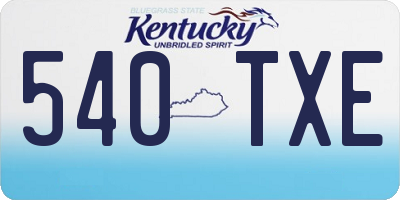 KY license plate 540TXE