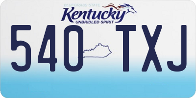 KY license plate 540TXJ