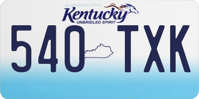 KY license plate 540TXK