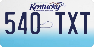 KY license plate 540TXT
