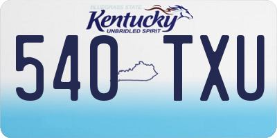 KY license plate 540TXU
