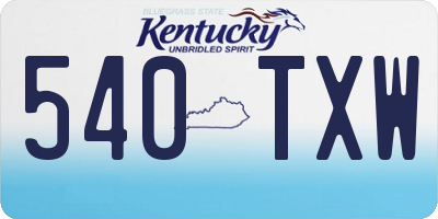 KY license plate 540TXW