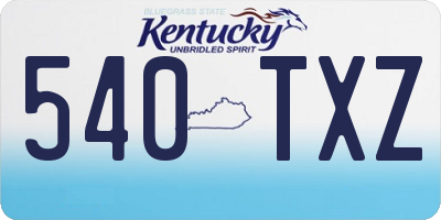 KY license plate 540TXZ