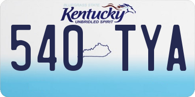 KY license plate 540TYA