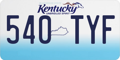 KY license plate 540TYF