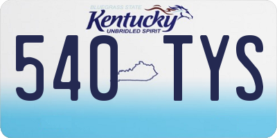 KY license plate 540TYS