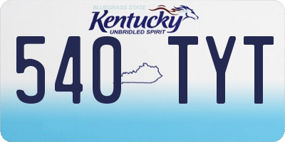 KY license plate 540TYT