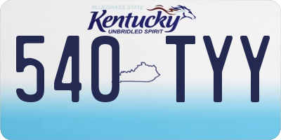 KY license plate 540TYY