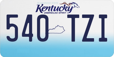 KY license plate 540TZI
