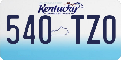 KY license plate 540TZO