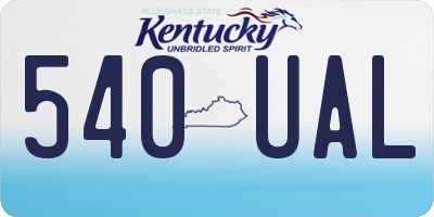 KY license plate 540UAL