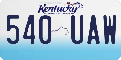 KY license plate 540UAW