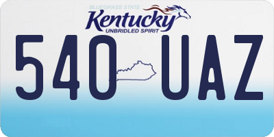 KY license plate 540UAZ