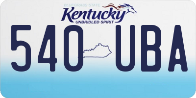 KY license plate 540UBA