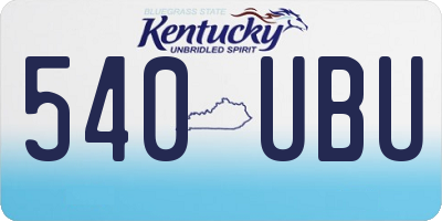 KY license plate 540UBU