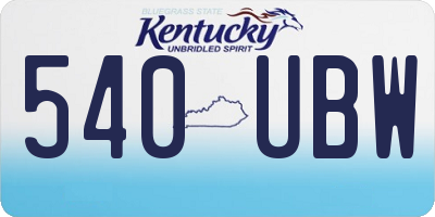 KY license plate 540UBW