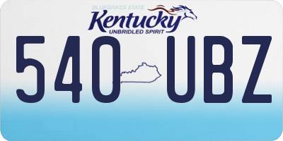 KY license plate 540UBZ