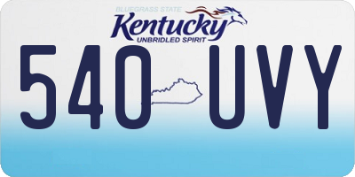 KY license plate 540UVY