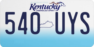 KY license plate 540UYS