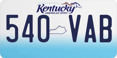 KY license plate 540VAB