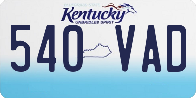 KY license plate 540VAD
