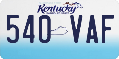 KY license plate 540VAF