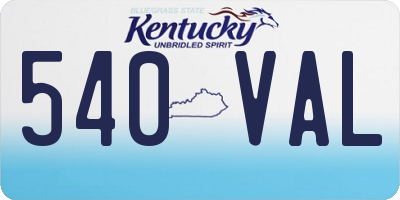 KY license plate 540VAL