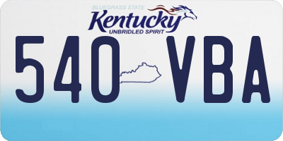 KY license plate 540VBA