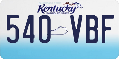 KY license plate 540VBF