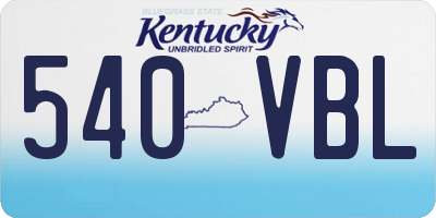 KY license plate 540VBL