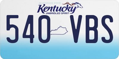 KY license plate 540VBS
