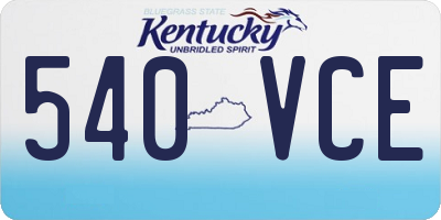 KY license plate 540VCE