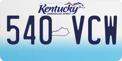 KY license plate 540VCW