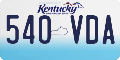 KY license plate 540VDA
