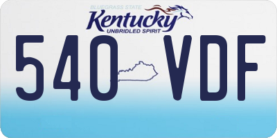 KY license plate 540VDF