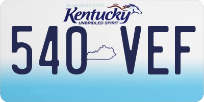 KY license plate 540VEF