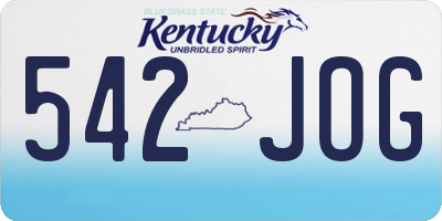 KY license plate 542JOG