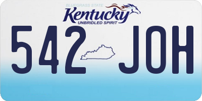 KY license plate 542JOH
