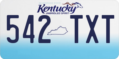 KY license plate 542TXT