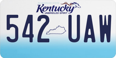 KY license plate 542UAW