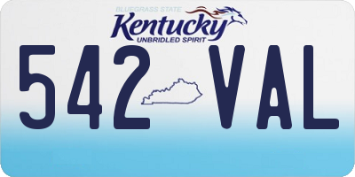 KY license plate 542VAL