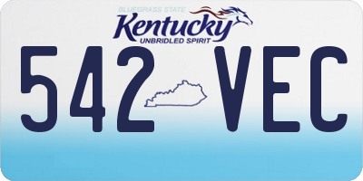 KY license plate 542VEC